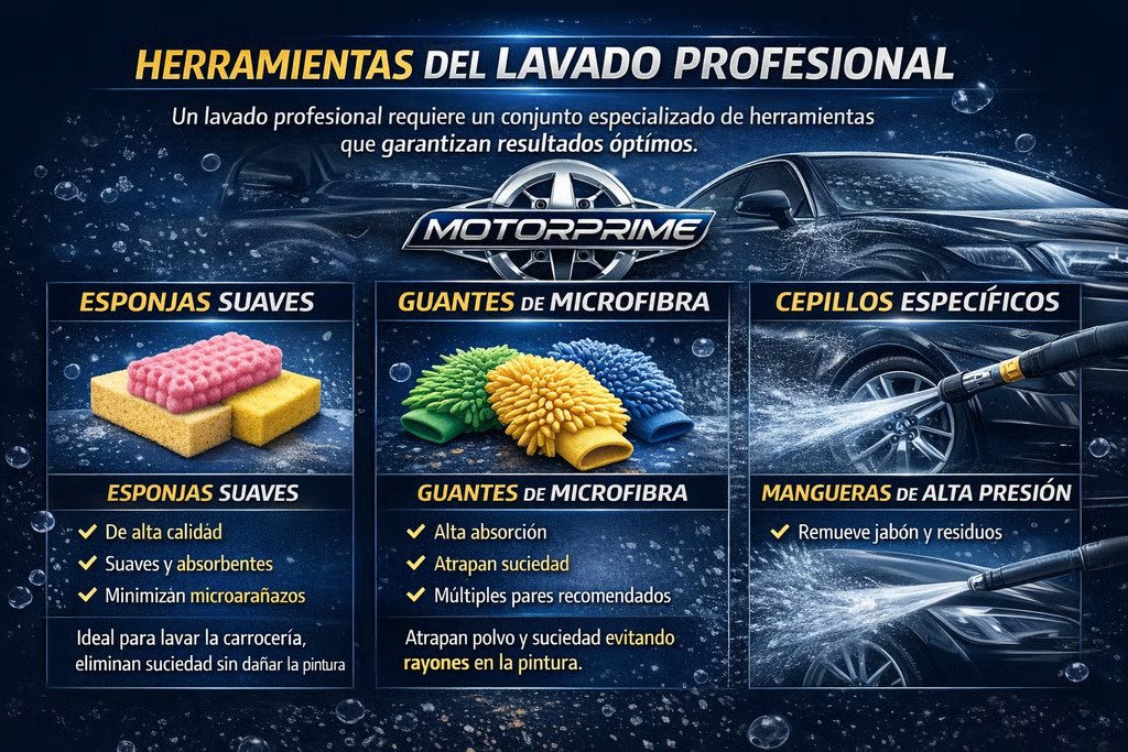 Herramientas del lavado profesional MotorPrimeCare